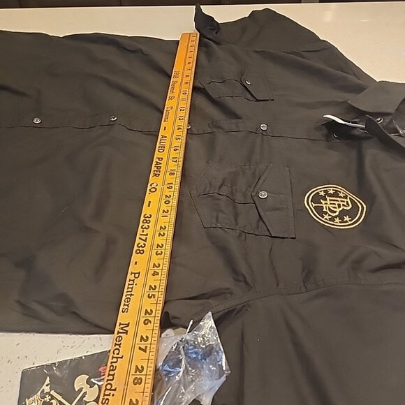 NWT Blac Lapel Premium Mens Pearl Snap Black Shirt 4X Cotton Pocket Short Sleeve - Picture 6 of 9